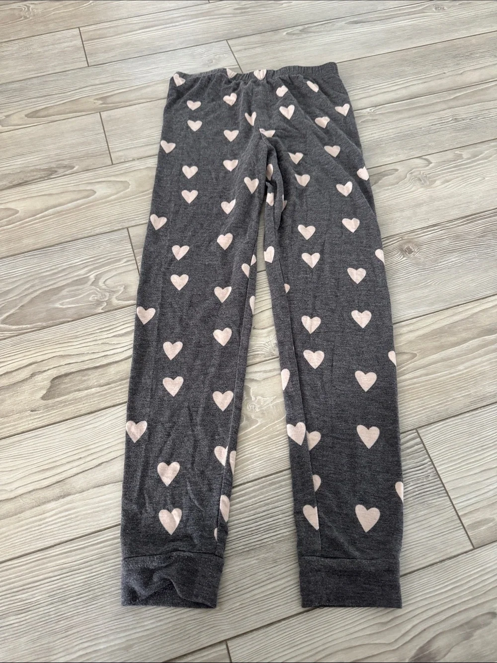 Honeydew Intimates Girls Charcoal Gray Top with Light Pink Hearts